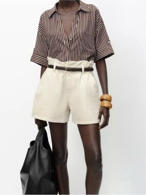 Zara Paperbag Belted Shorts